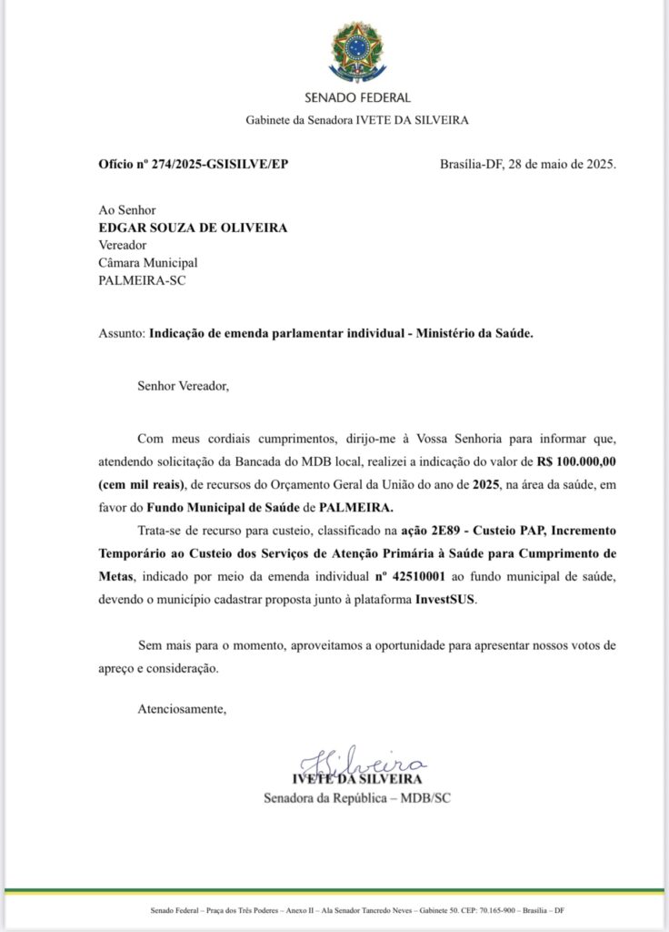Senadora Iveti envia emenda ao município de Palmeira através de solicitação de vereadores 1 IMG 6493