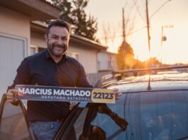 Marcius Machado promove adesivaço em Otacílio Costa nesta terça-feira
